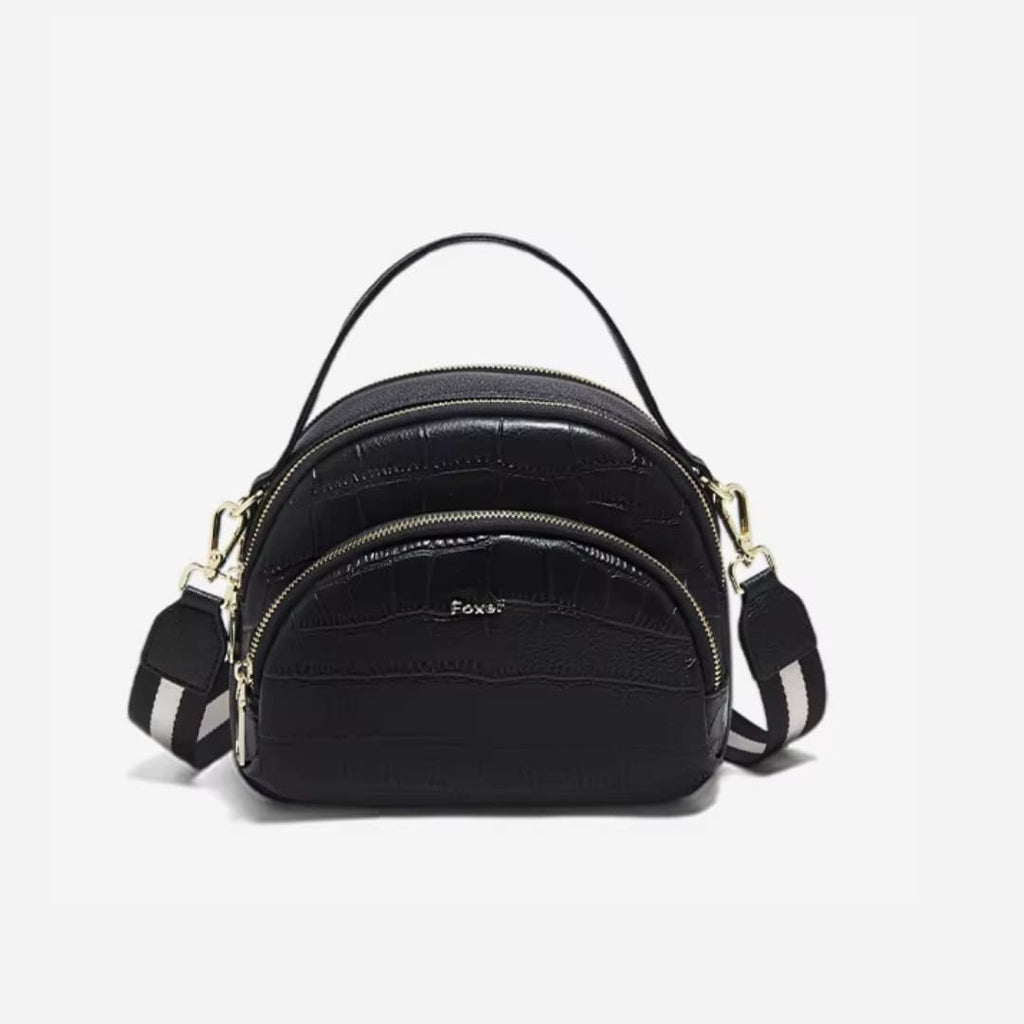 BOLSA FEMININA FOXER FEITA EM COURO GEMUÍNO MODELO RIVELLE BLACK