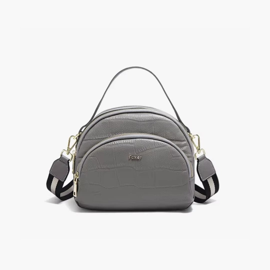BOLSA FEMININA FOXER FEITA EM COURO GEMUÍNO MODELO RIVELLE GRAY