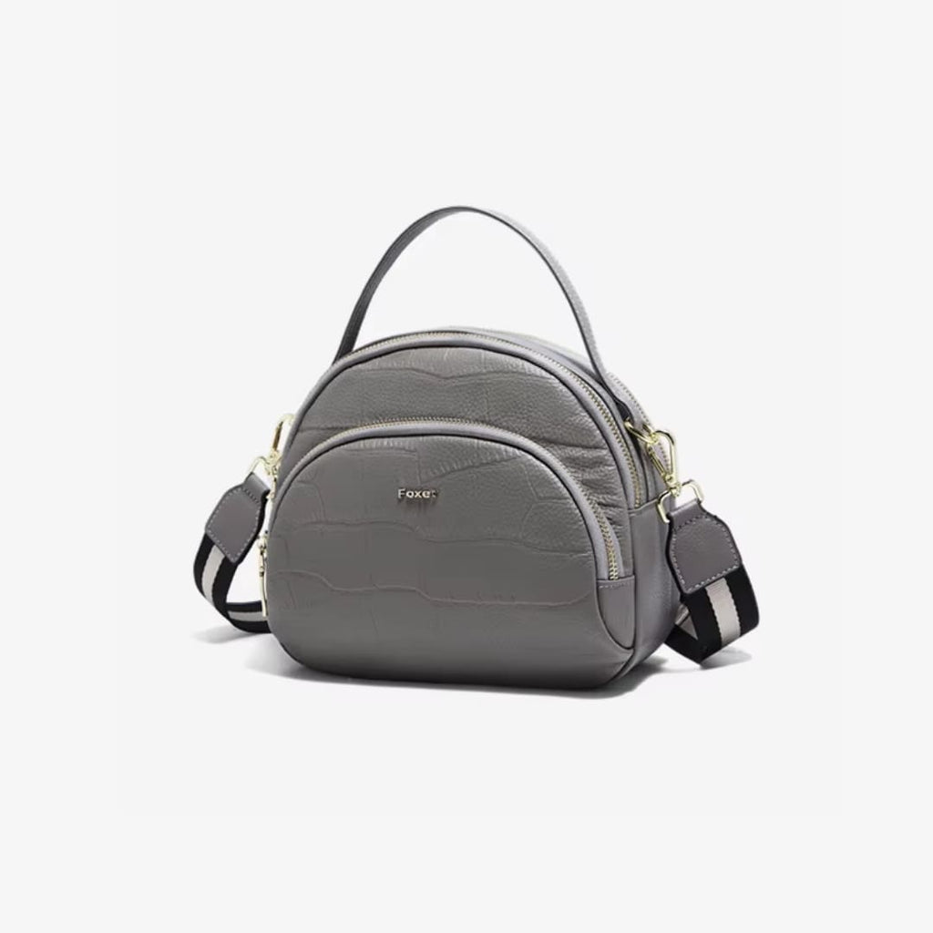 BOLSA FEMININA FOXER FEITA EM COURO GEMUÍNO MODELO RIVELLE GRAY