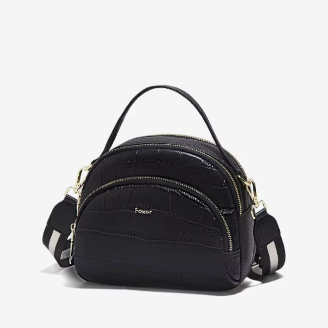BOLSA FEMININA FOXER FEITA EM COURO GEMUÍNO MODELO RIVELLE BLACK