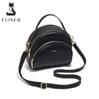 BOLSA FEMININA FOXER FEITA EM COURO GEMUÍNO MODELO RIVELLE BLACK