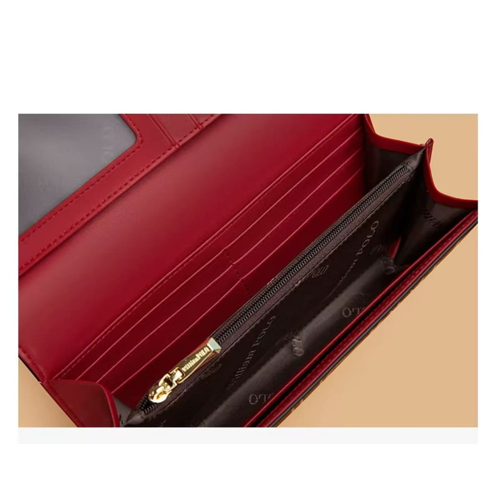 CARTEIRA FEMININA FEITA EM COURO MODELO LONG MONOGRAM ÉLEGANCE -LINHA WILLIAM POLLO