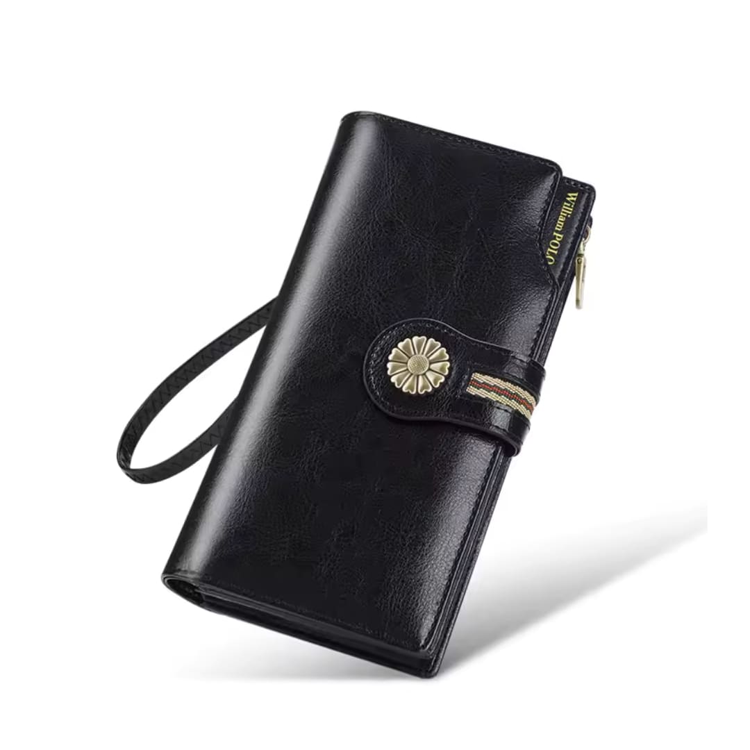 CARTEIRA FEMININA FEITA EM COURO GENUÍNO  MODELO FLEUR LUXE- LINHA WILLIAM POLO