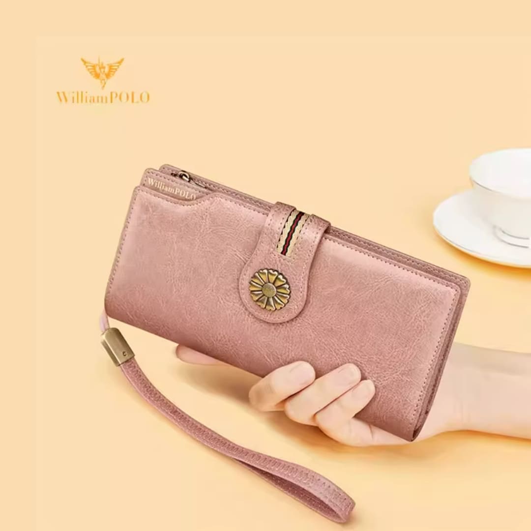CARTEIRA FEMININA FEITA EM COURO GENUÍNO  MODELO FLEUR LUXE- LINHA WILLIAM POLO