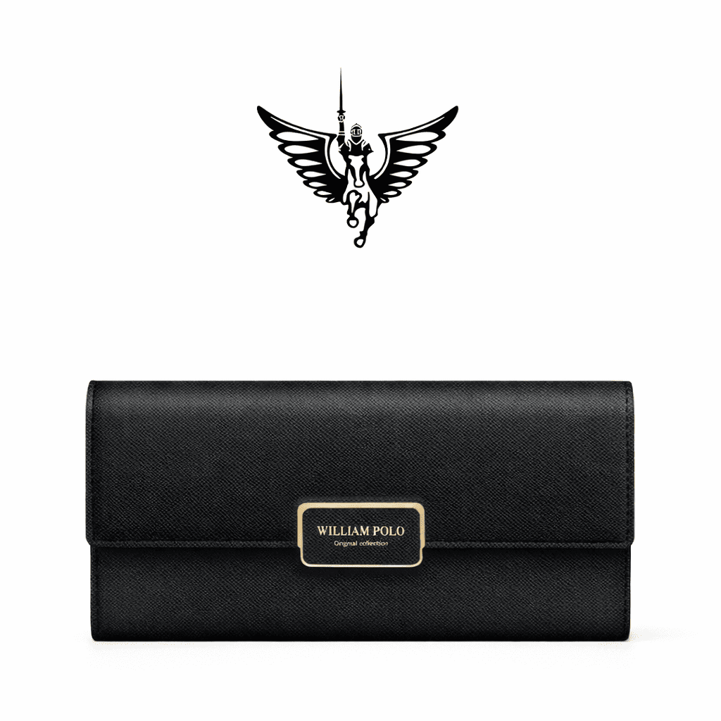 CARTEIRA FEMININA FEITA EM COURO GENUÍNO  MODELO IVORY ÉLÉGANCE BLACK - LINHA WILLIAM POLO