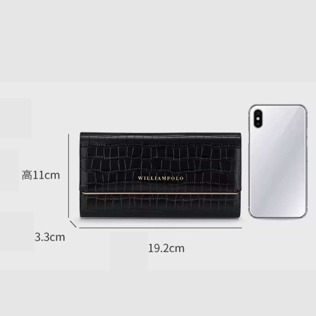 CARTEIRA FEMININA FEITA EM COURO GENUÍNO  MODELO IVORY ÉLÉGANCE BLACK - LINHA WILLIAM POLO