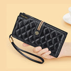 CARTEIRA FEMININA LONGA FEITA EM COURO GENUÍNO MODELO  SARAH NOIR BLACK – LINHA WILLIAM POLO