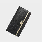 CARTEIRA FEMININA LONGA FOXER FEITA EM COURO GENUÍNO MODELO SÉLUNE BLACK