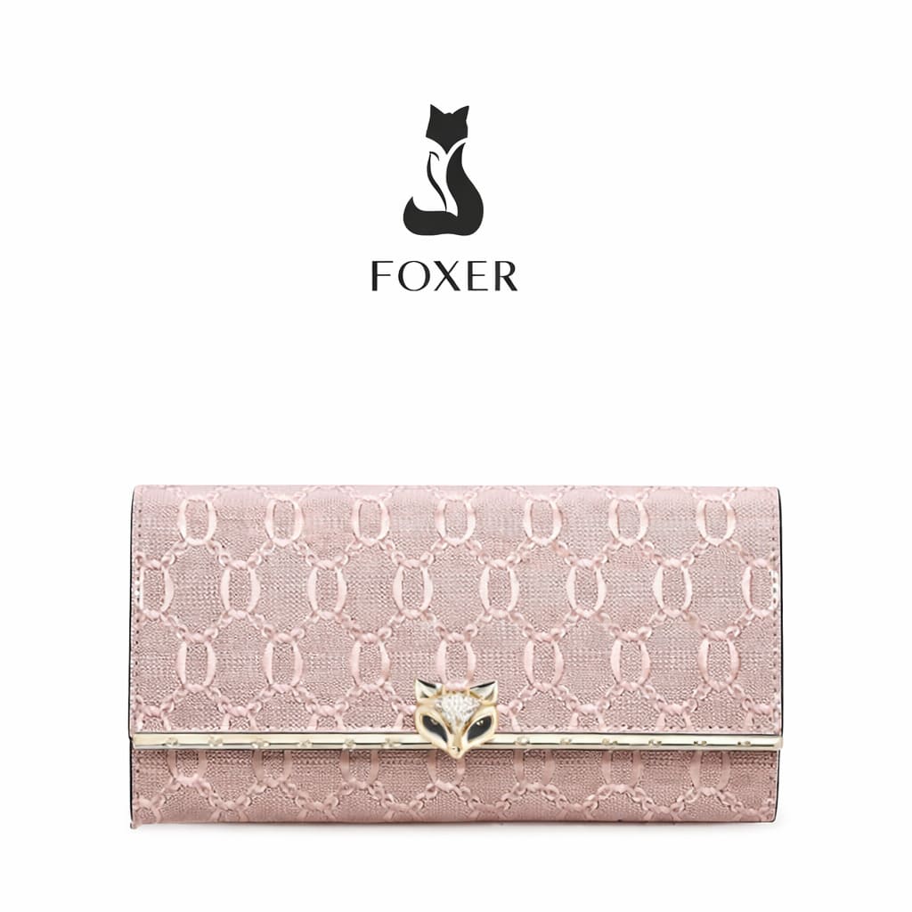 CARTEIRA FEMININA LONGA FOXER FEITA EM COURO GENUÍNO MODELO SÉLUNE ROSÉ