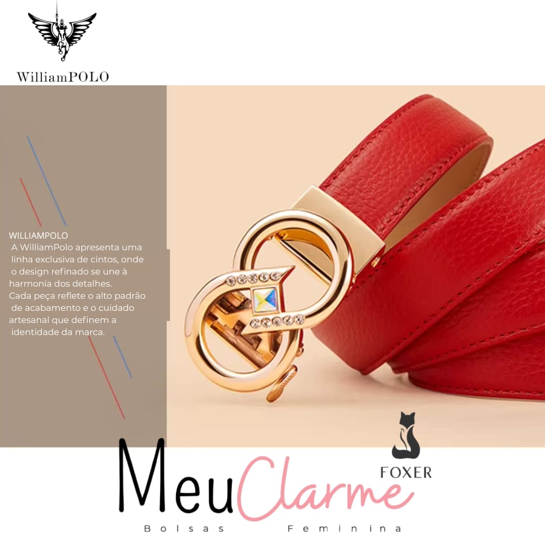 CINTO FEMININO FEITO EM COURO GENUÍNO MODELO ARVELLI REWHITE- LINHA WILLIAMPOLO