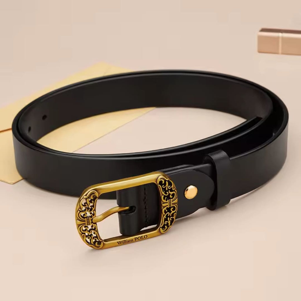 CINTO FEMININO FEITO EM COURO LEGÍTIMO MODELO AVENUE D’OR- LINHA WILLIAM POLO