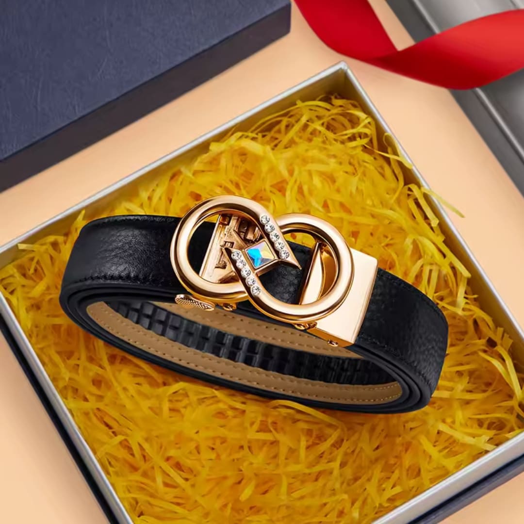 CINTO FEMININO FEITO EM COURO GENUÍNO MODELO ARVELLI BLACK- LINHA WILLIAMPOLO