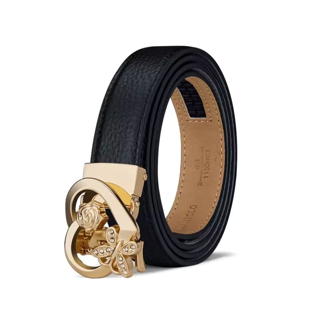 CINTO FEMININO ORIGINAL EM COURO LEGÍTIMO MODELO  VÉLINE BLACK- LINHA WILLIAM POLO