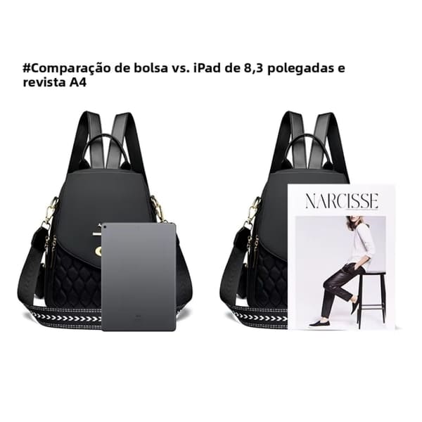MOCHILA FEMIINA FEITA EM COURO REFINADO MODELO BELLA LUXE BLACK