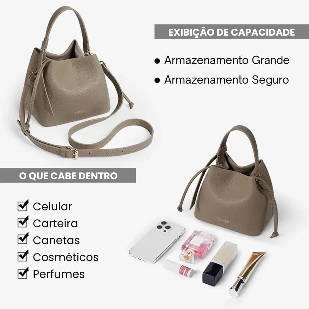 BOLSA FEMININA FOXER FEITA EM COURO MODELO  RAVELLE  BEIGE
