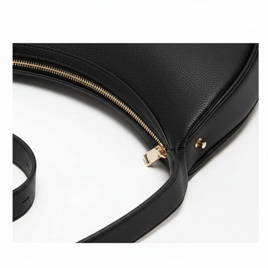 BOLSA FEMININA DE OMBRO FOXER FEITA EM COURO LEGÍTIMO MODELO LUNÉRA BLACK