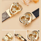 CINTO FEMININO ORIGINAL EM COURO LEGÍTIMO MODELO  VÉLINE BLACK- LINHA WILLIAM POLO