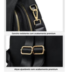 MOCHILA FEMIINA FEITA EM COURO REFINADO MODELO BELLA LUXE BLACK