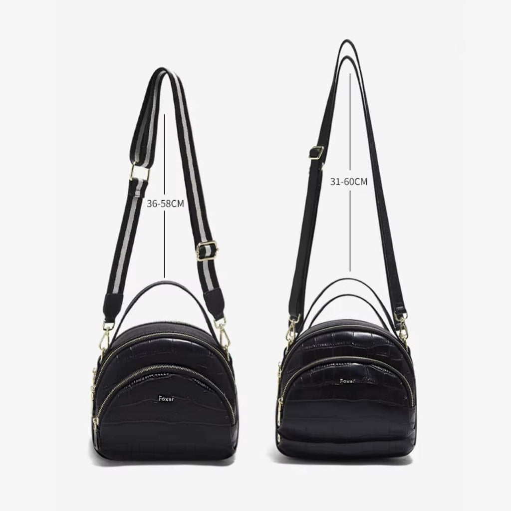 BOLSA FEMININA FOXER FEITA EM COURO GEMUÍNO MODELO RIVELLE BLACK