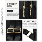 MOCHILA FEMIINA FEITA EM COURO REFINADO MODELO BELLA LUXE BLACK