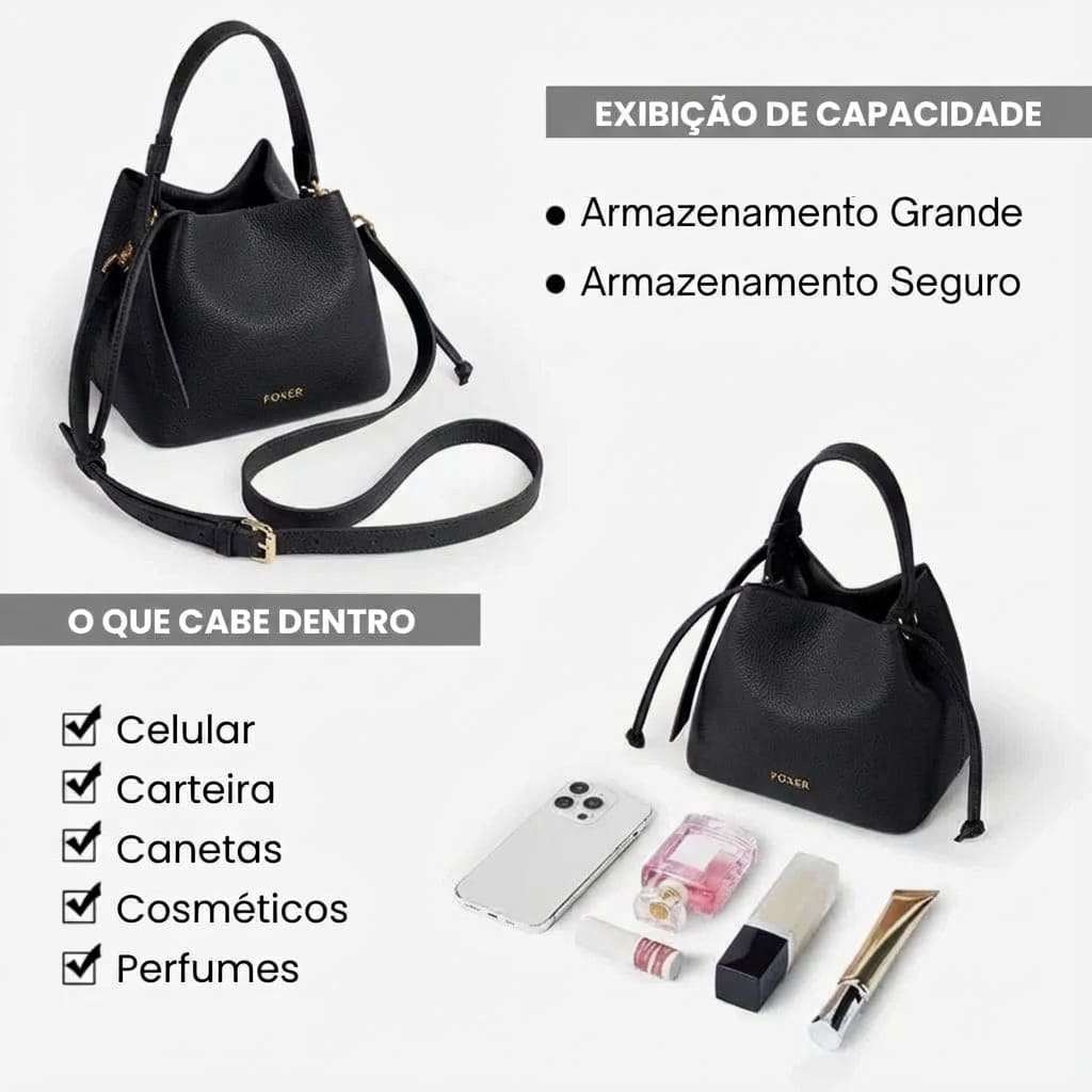 BOLSA FEMININA FOXER FEITA EM COURO MODELO  RAVELLE BLACK