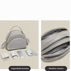 BOLSA FEMININA FOXER FEITA EM COURO GEMUÍNO MODELO RIVELLE GRAY