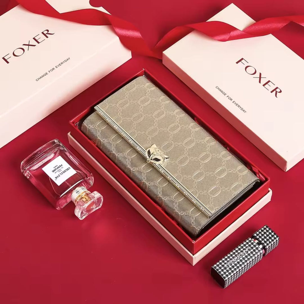 CARTEIRA FEMININA LONGA FOXER FEITA EM COURO GENUÍNO MODELO SÉLUNE BEIGE