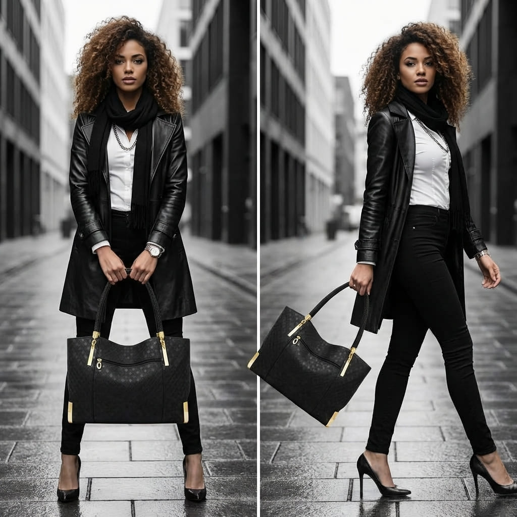 BOLSA FEMININA FOXER FEITA EM COURO GENUÍNO MODELO  ICONIQUE  BLACK