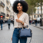 BOLSA FEMIINA EM COURO FOXER MODELO PRESTIGE CABAS BLUE