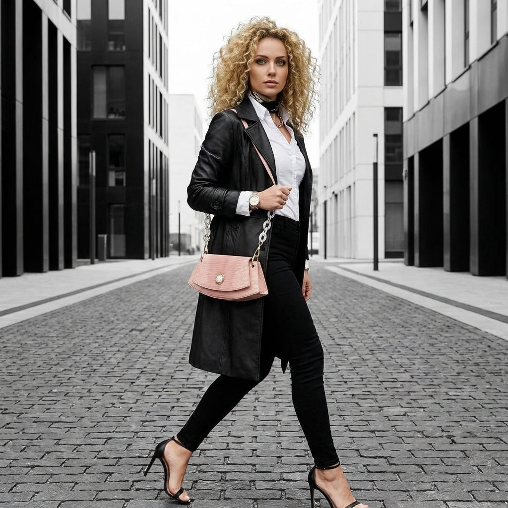 BOLSA FEMONINA FOXER TRANSVERSAL FEITA EM COURO GENUÍNO MODELO ROSE LUMIÈRE