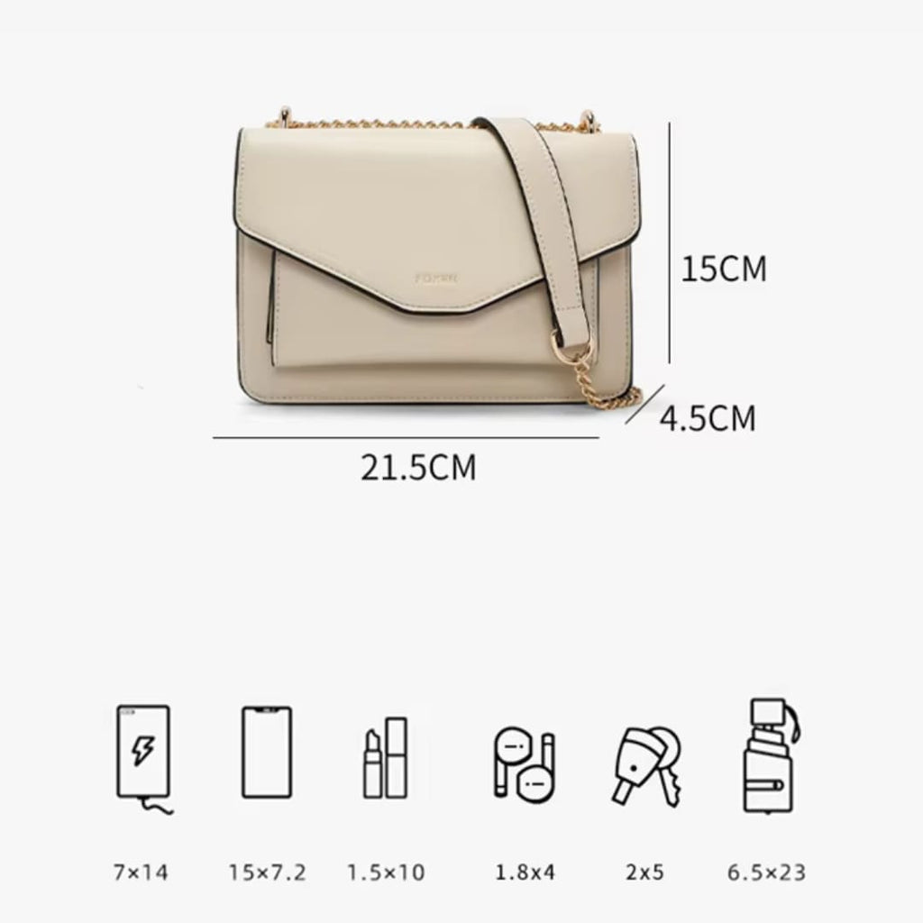 BOLSA FEMININA TYRANSVERSAL FOXER FEITA EM COURO REFINADO MODELO ARVELLE