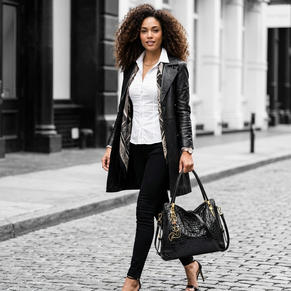 BOLSA FEMININA EM COURO GENNUÍNO FOXER – MODELO BLACK ROYALE