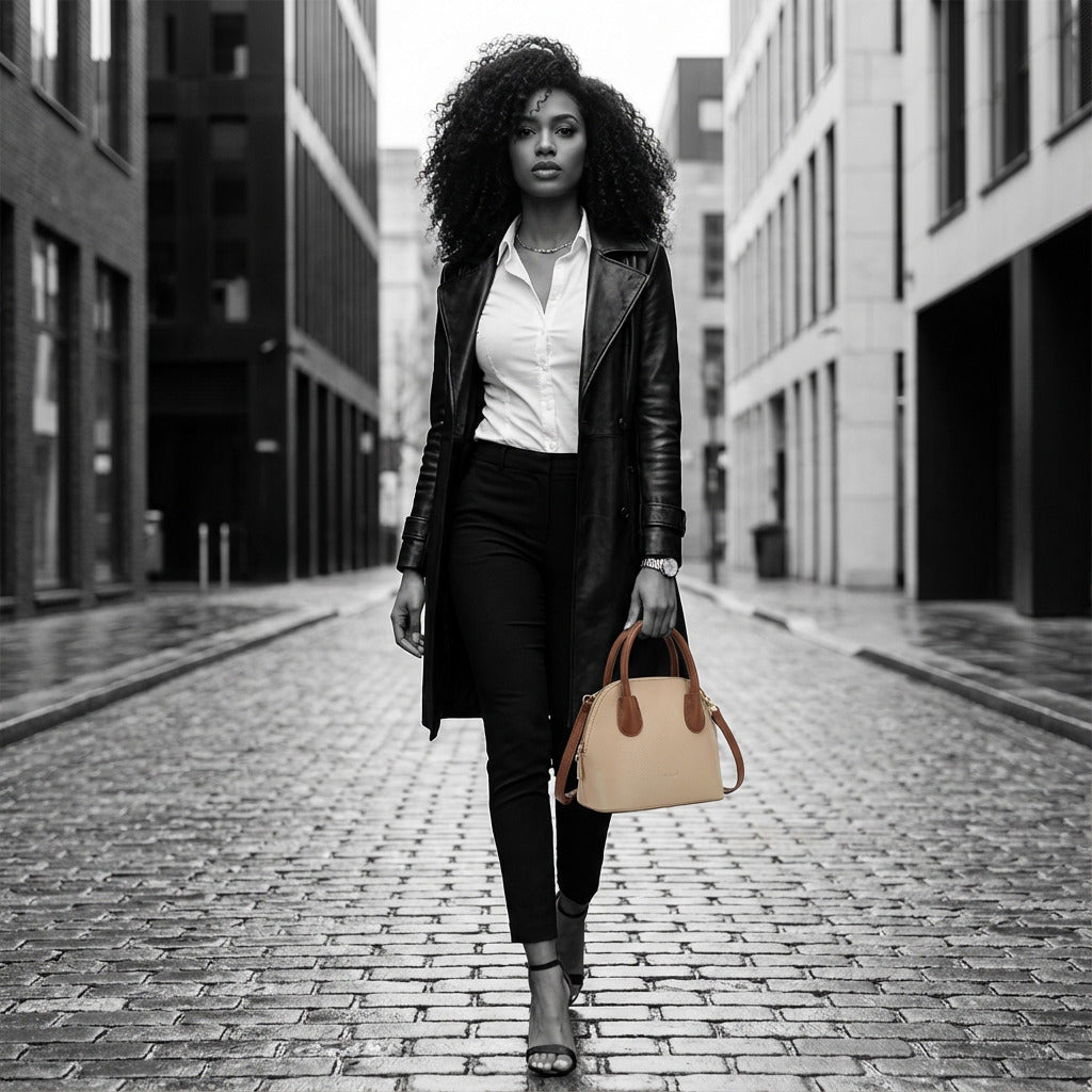 BOLSA FEMININA DE OMBRO FOXER FEITA EM COURO GENUÍNO MODELO AMÉLIE BEIGE