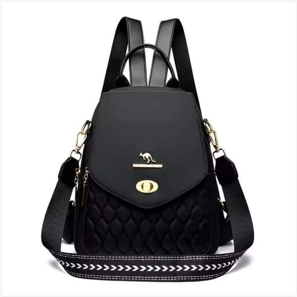 MOCHILA FEMIINA FEITA EM COURO REFINADO MODELO BELLA LUXE BLACK