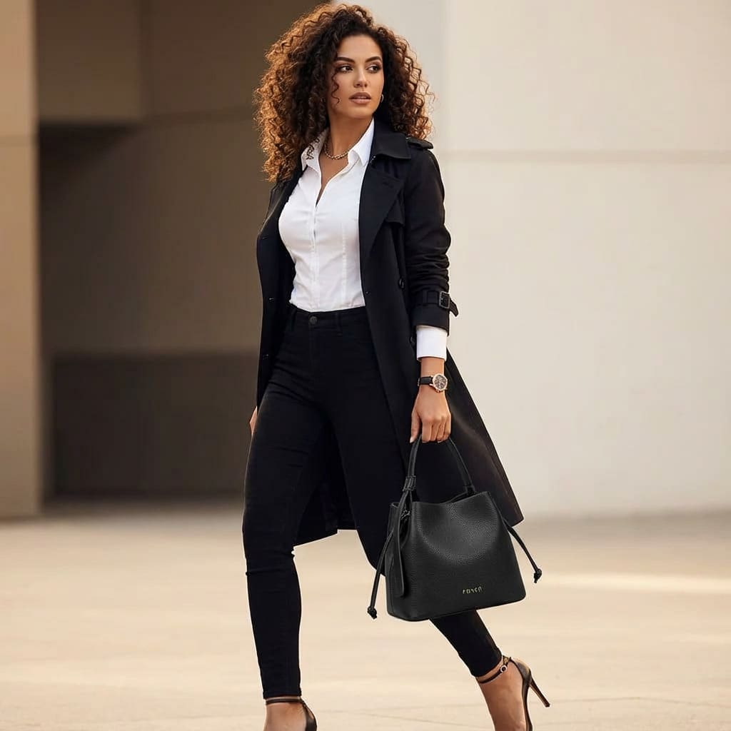 BOLSA FEMININA FOXER FEITA EM COURO MODELO  RAVELLE BLACK