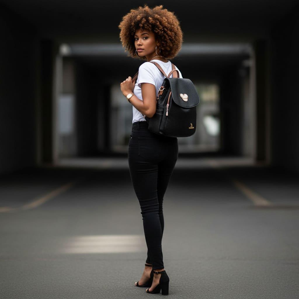 MOCHILA FEMININA FEITA EM COURO REFINADO  MODELO SERENA MICKEY LINHA PREMIUM