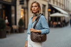 BOLSA FEMININA FOXER  DE OMBRO FEITA EM COURO SPLIT MODELO LUNA TAUPE