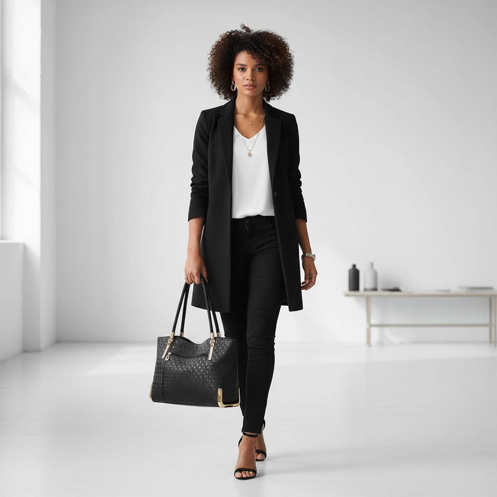 BOLSA FEMININA FOXER FEITA EM COURO GENUÍNO MODELO  ICONIQUE  BLACK