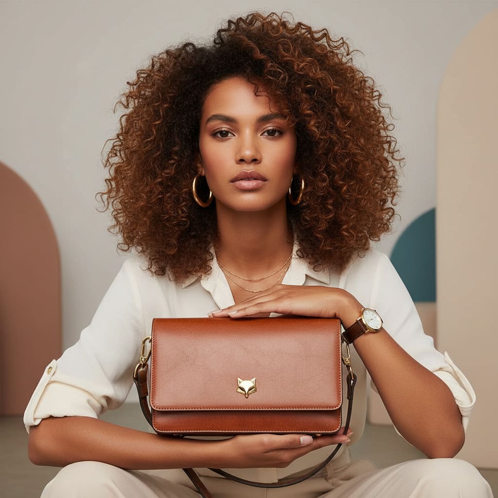 BOLSA FEMININA FOXER TRABSVERSAL  FEITA EM COURO REFINADO MODELO CHARLOTTE BROWN