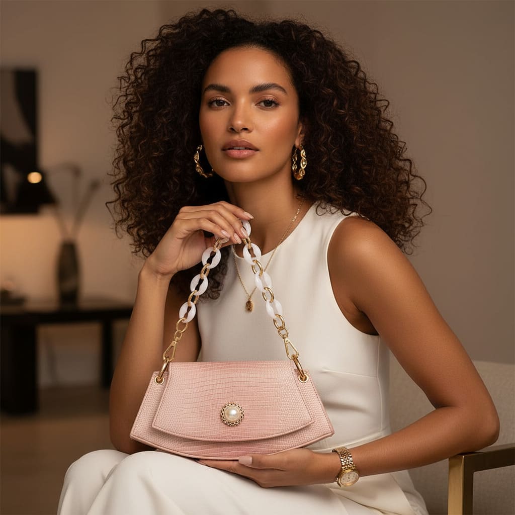 BOLSA FEMONINA FOXER TRANSVERSAL FEITA EM COURO GENUÍNO MODELO ROSE LUMIÈRE