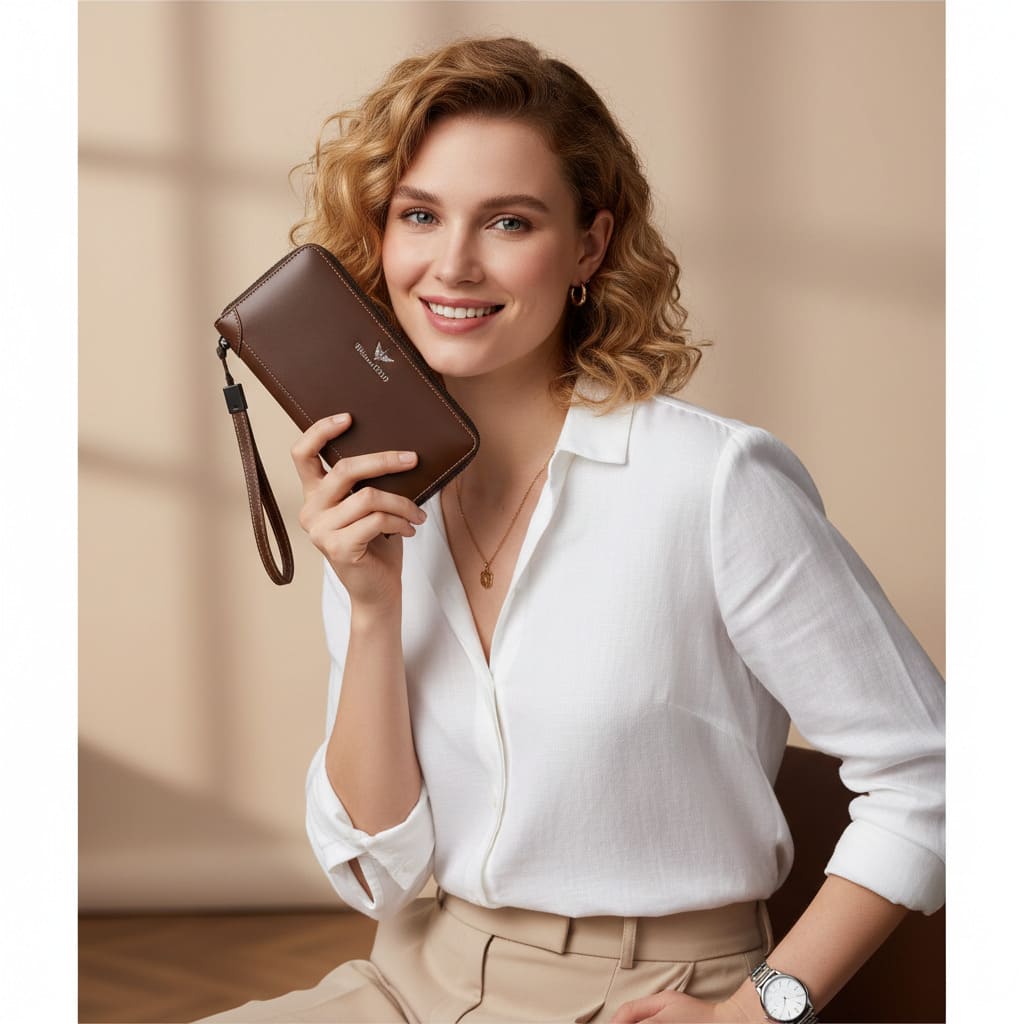 CARTEIRA FEMININA LONGA FEITA EM COURO GENUÍNO MODELO CAPUCINES LONGUE – LINHA WILLIAM POLO