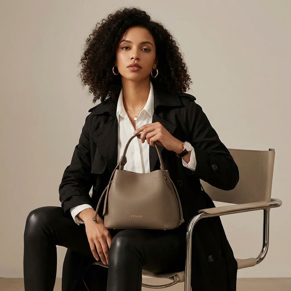 BOLSA FEMININA FOXER FEITA EM COURO MODELO  RAVELLE  BEIGE