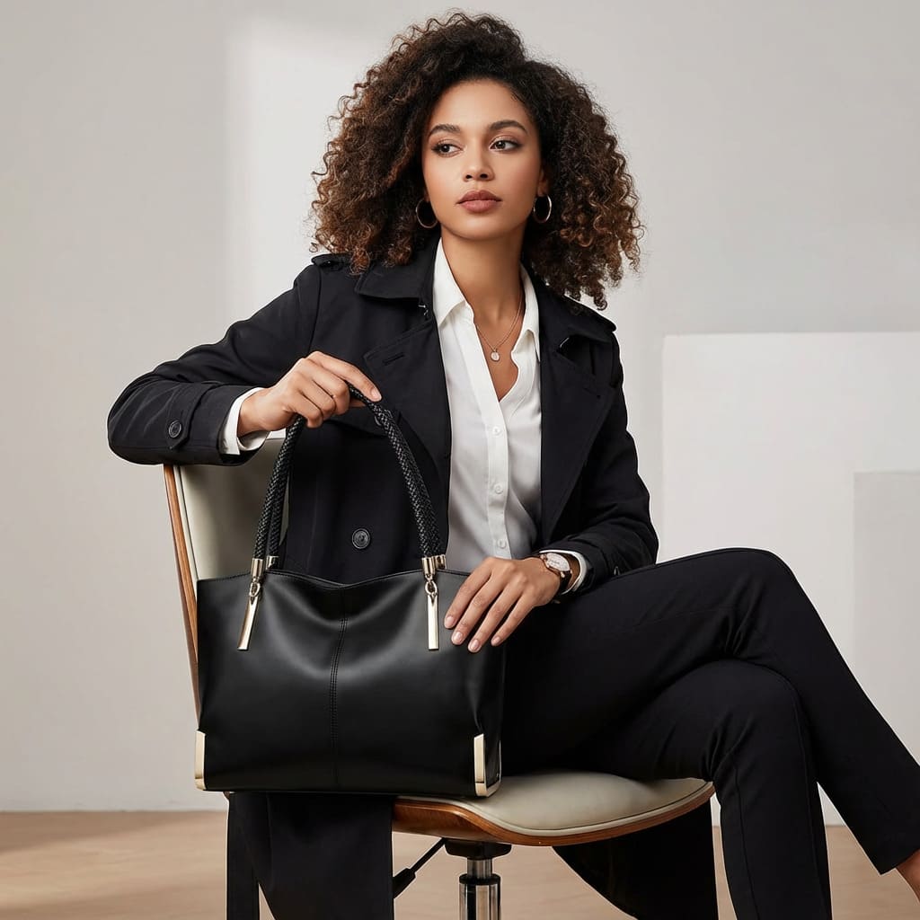 BOLSA FEMININA FOXER FEITA EM COURO GENUÍNO  MODELO VELLUTO BLACK
