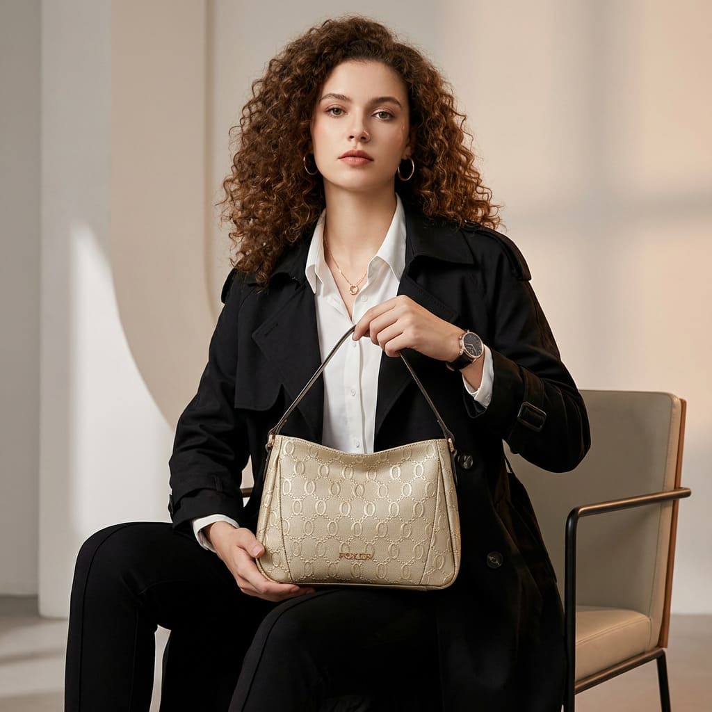 BOLSA FEMININA TRANSVERSAL  FOXER  FEITA EM COURO REFINADO MODELO VARENNA