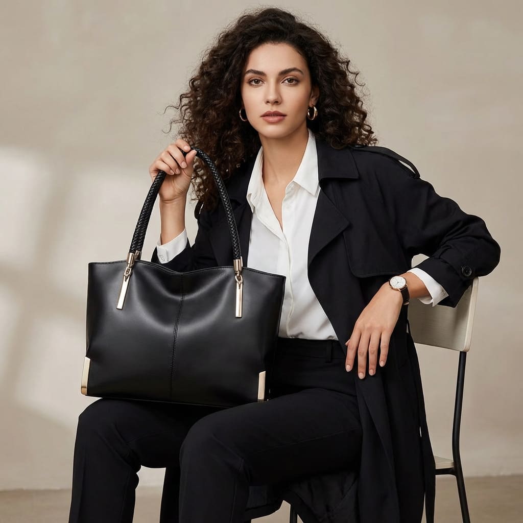 BOLSA FEMININA FOXER FEITA EM COURO GENUÍNO  MODELO VELLUTO BLACK