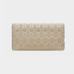 CARTEIRA FEMININA LONGA FOXER FEITA EM COURO GENUÍNO MODELO SÉLUNE BEIGE